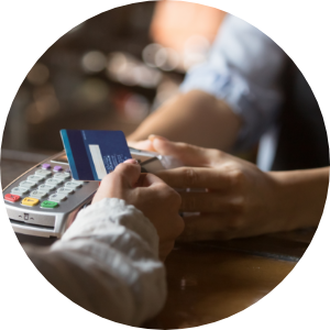 business preparing to charge credit card for purchase
